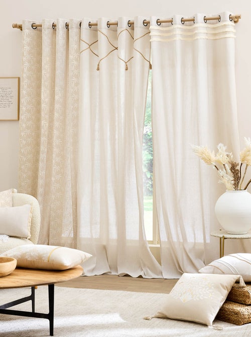 Rideau bohème jute et pompons - Kiabi