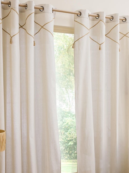 Rideau bohème jute et pompons - Kiabi