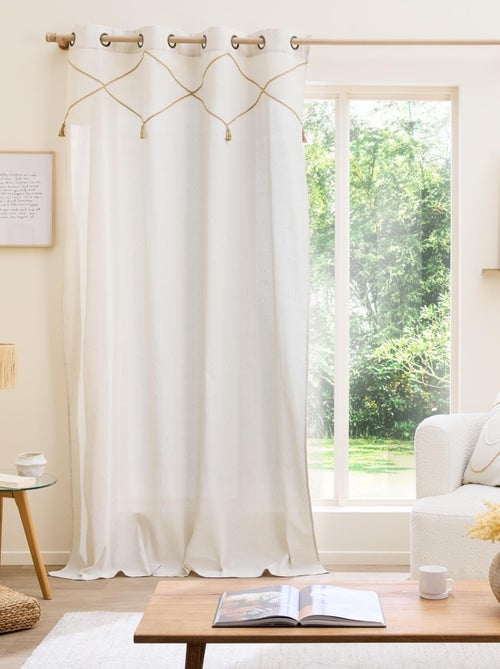 Rideau bohème jute et pompons - Kiabi