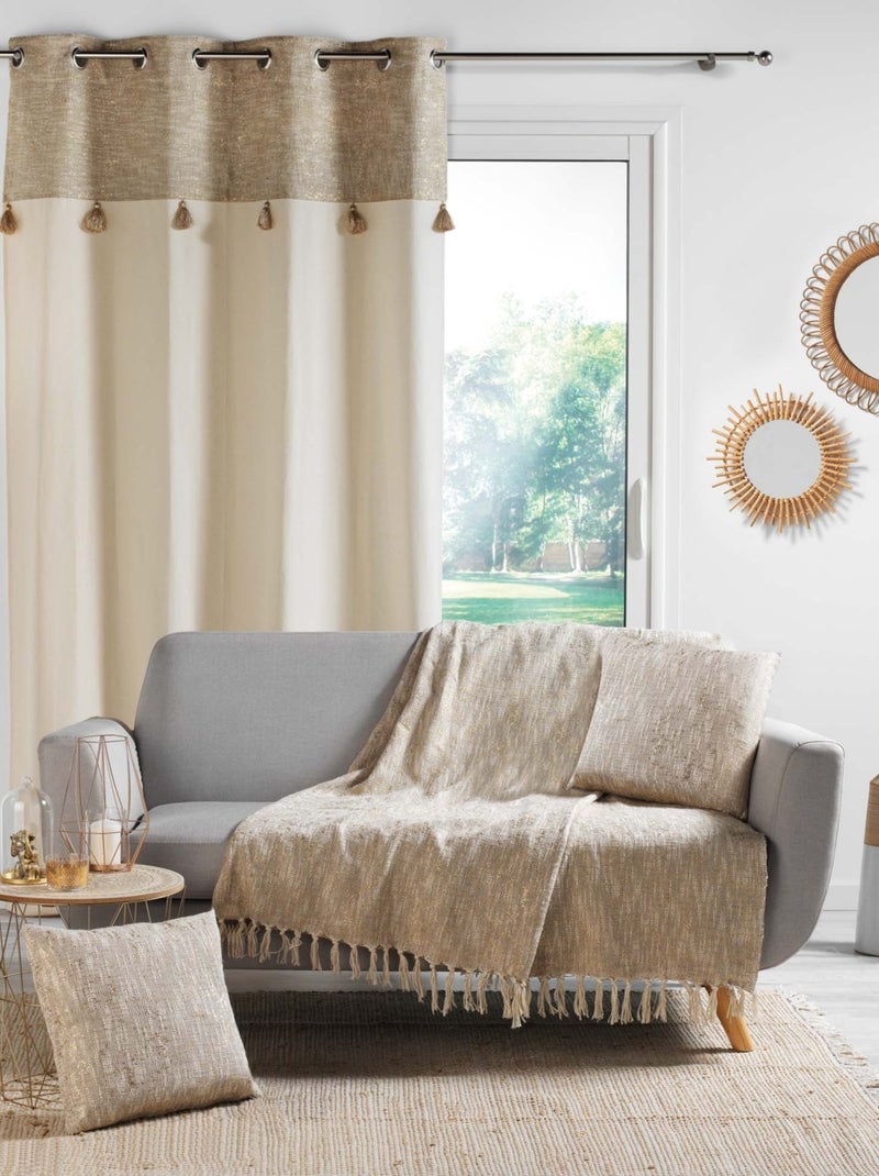 Rideau bohème parement doré ou argenté Beige - Kiabi
