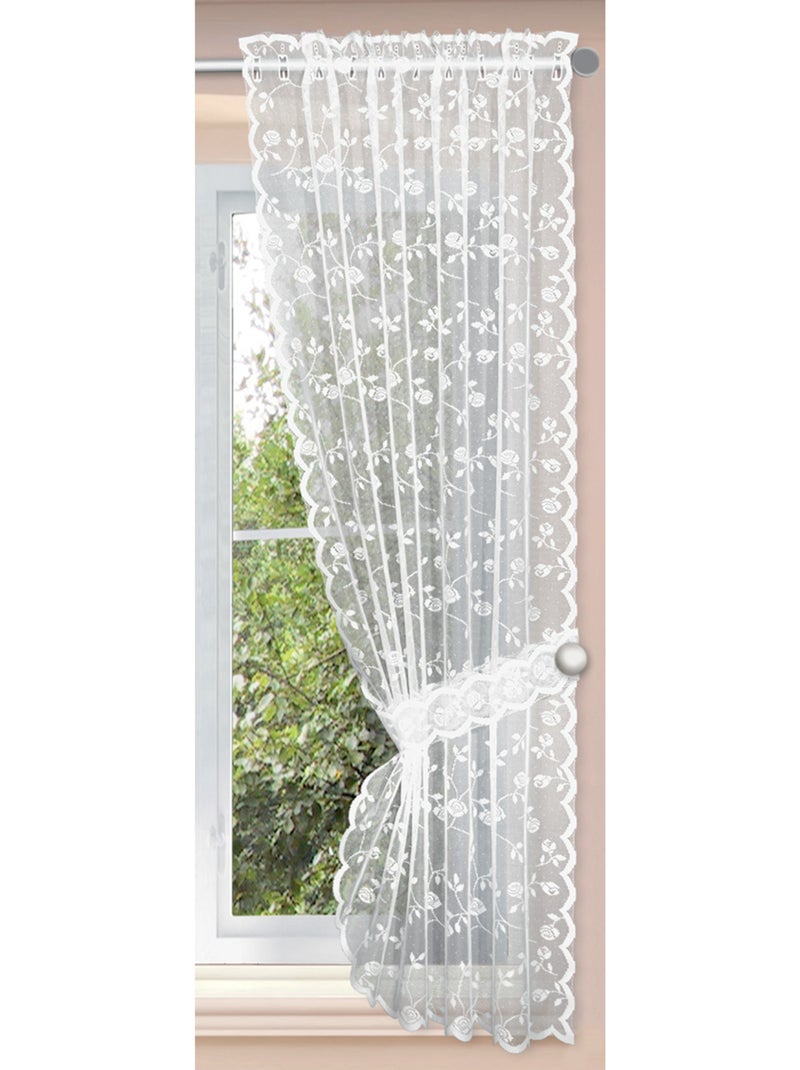 Rideau bonne femme impression de roses Blanc - Kiabi