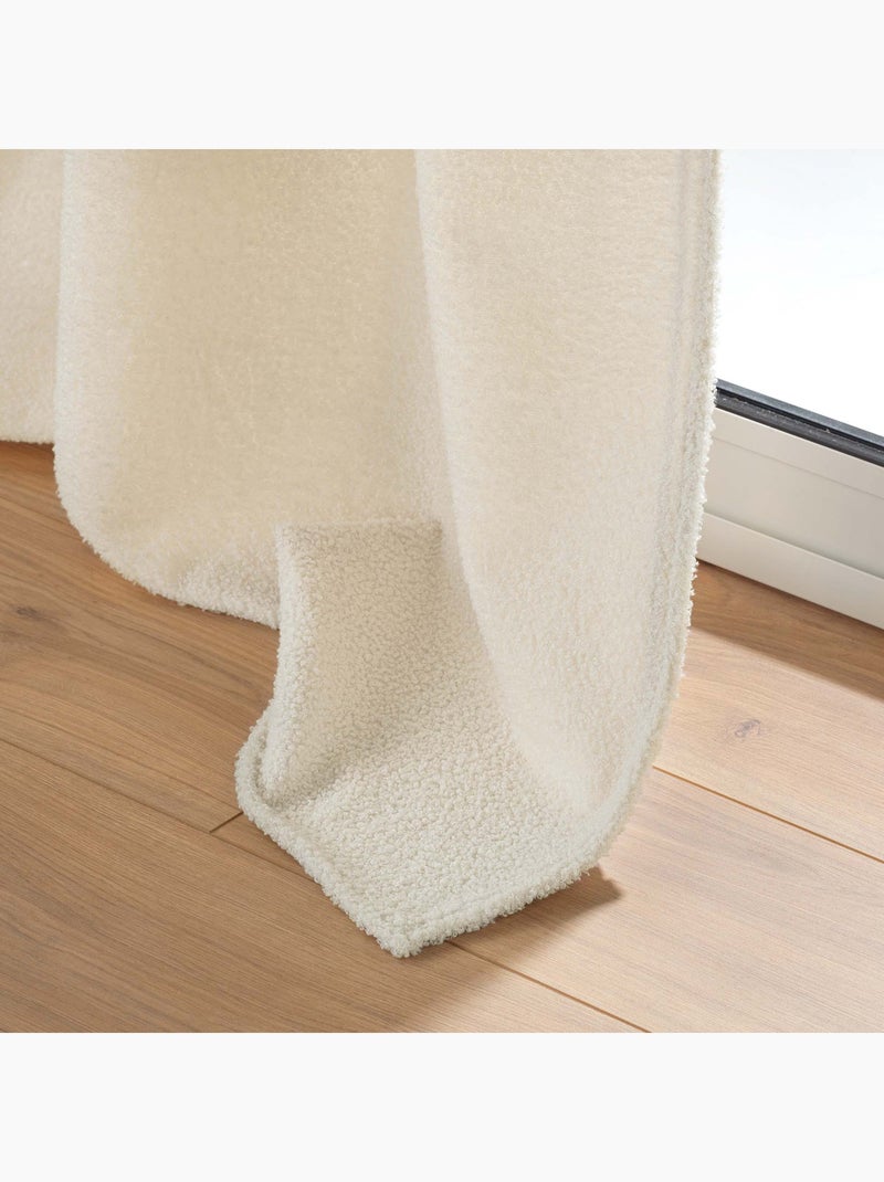 Rideau bouclette à oeillets Beige clair - Kiabi