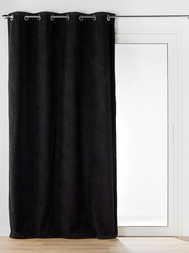 Rideau bouclette à oeillets Noir - Kiabi