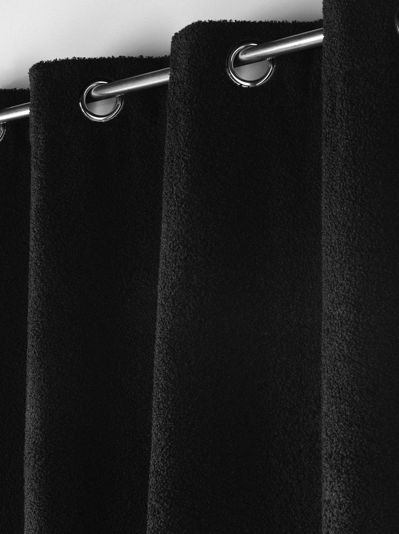 Rideau bouclette à oeillets Noir - Kiabi