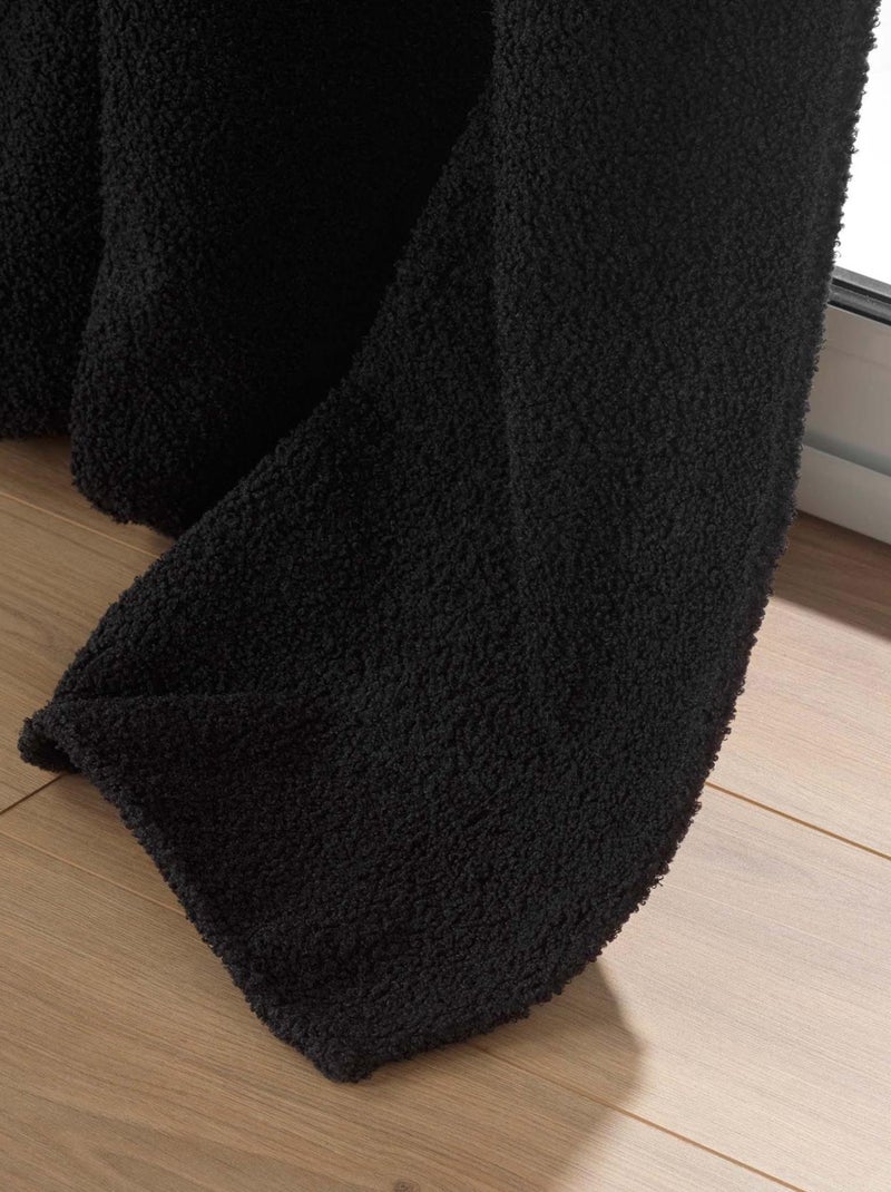 Rideau bouclette à oeillets Noir - Kiabi