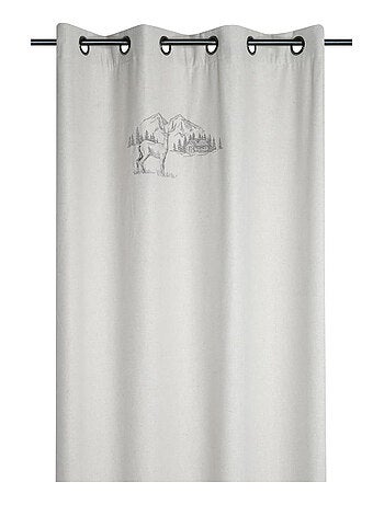 Rideau cerf esprit chalet - Effet laine brodé