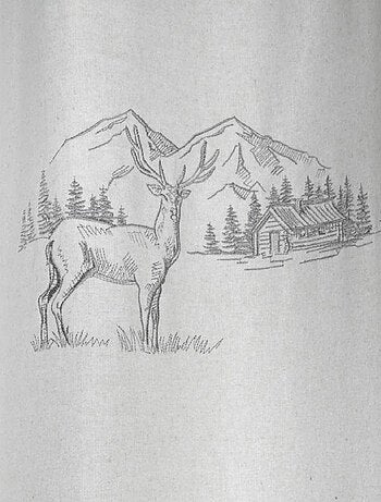 Rideau cerf esprit chalet - Effet laine brodé