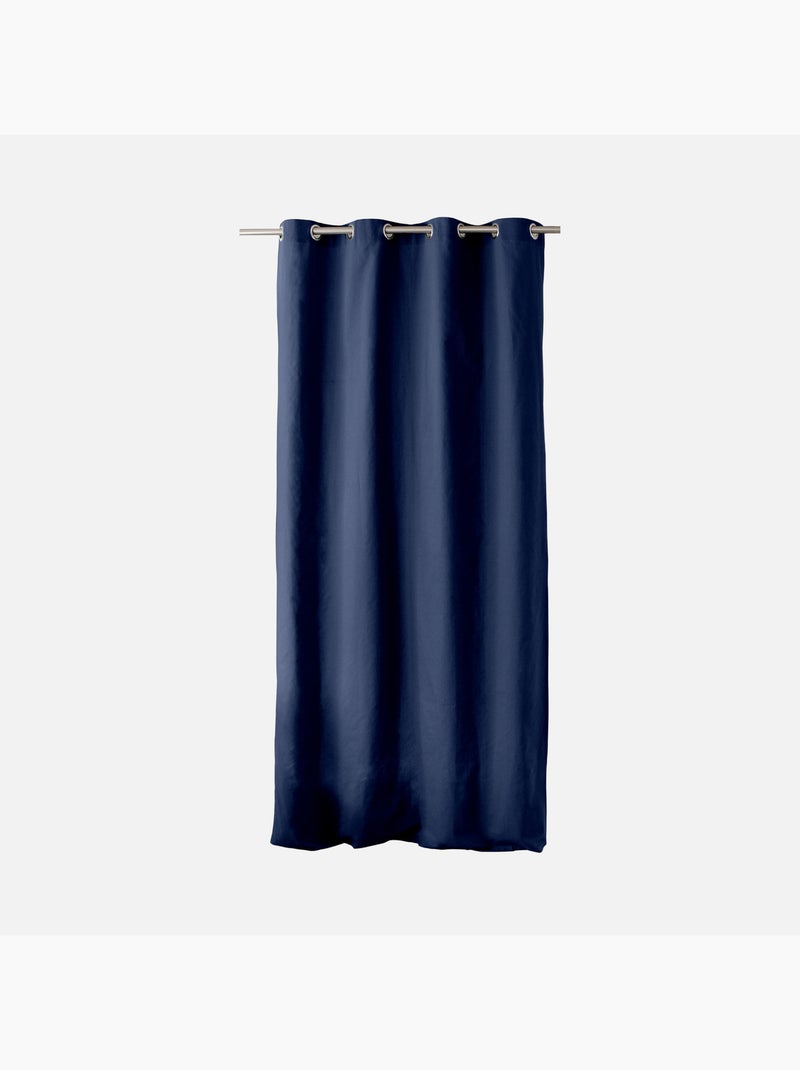 Rideau coloré en pur coton 8 œillets Bleu marine - Kiabi