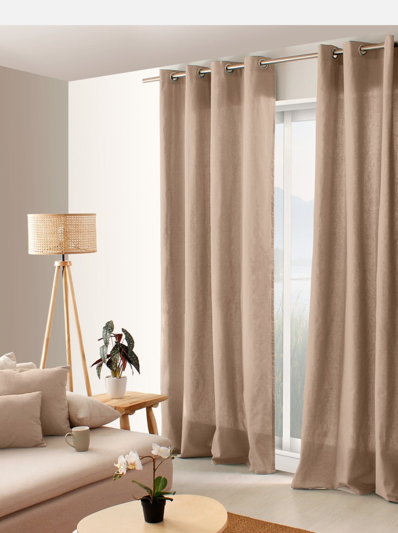 Rideau coloré en pur coton 8 œillets Bois naturel - Kiabi