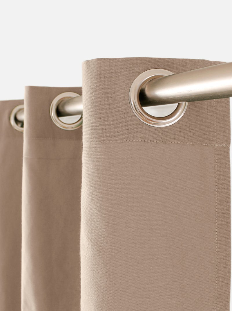 Rideau coloré en pur coton 8 œillets Bois naturel - Kiabi