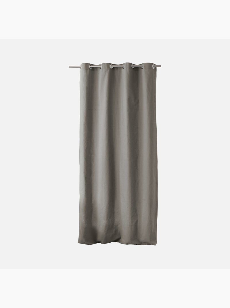 Rideau coloré en pur coton 8 œillets Gris - Kiabi