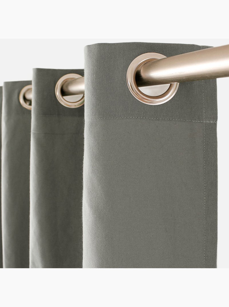 Rideau coloré en pur coton 8 œillets Gris - Kiabi