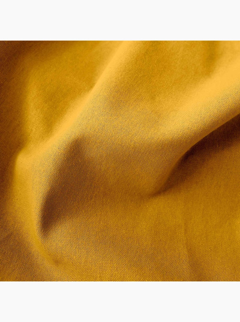 Rideau coloré en pur coton 8 œillets Moutarde - Kiabi