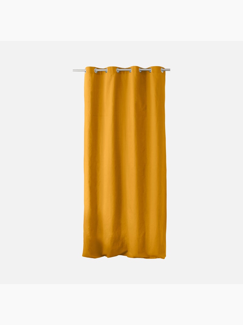 Rideau coloré en pur coton 8 œillets Moutarde - Kiabi