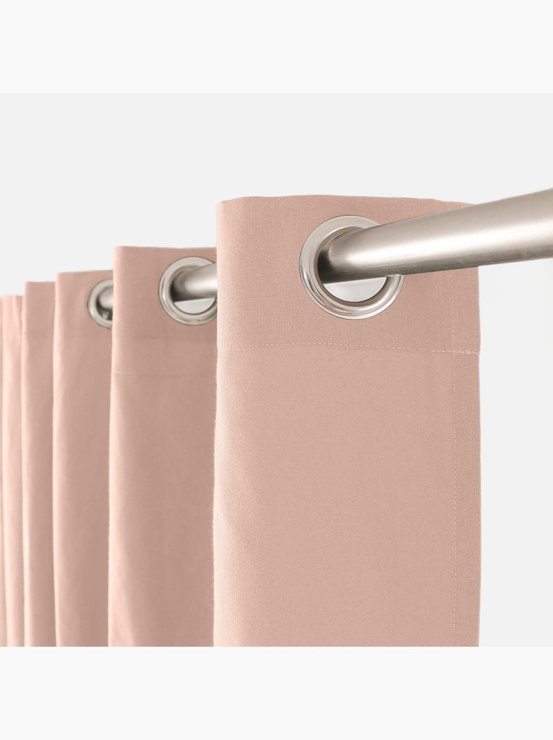Rideau coloré en pur coton 8 œillets Rose - Kiabi