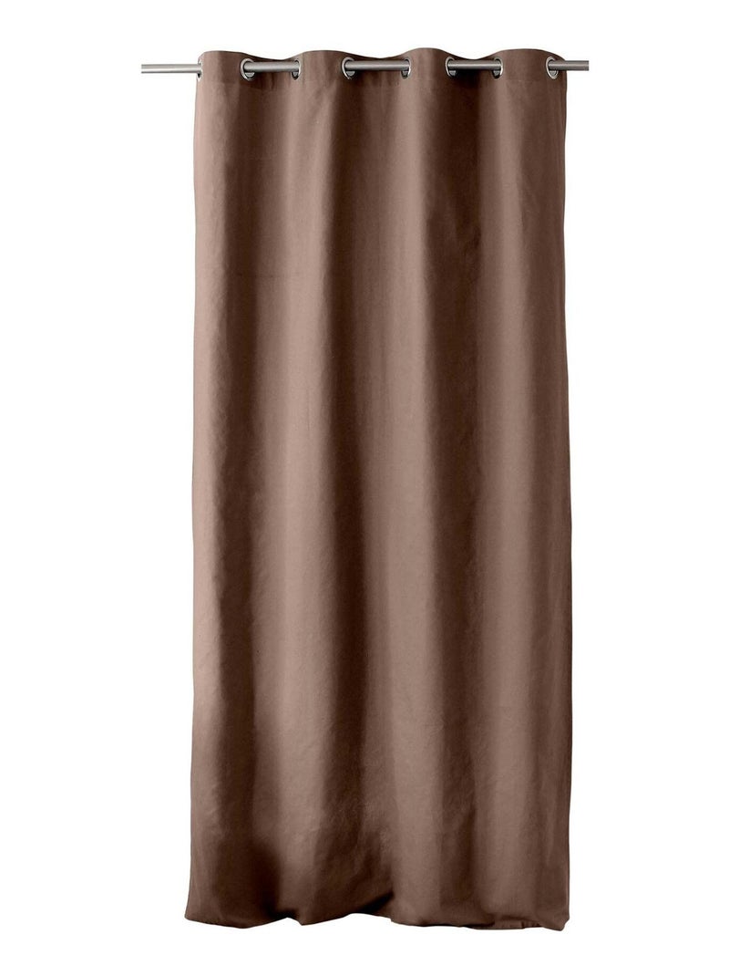 Rideau coloré en pur coton 8 œillets Taupe - Kiabi