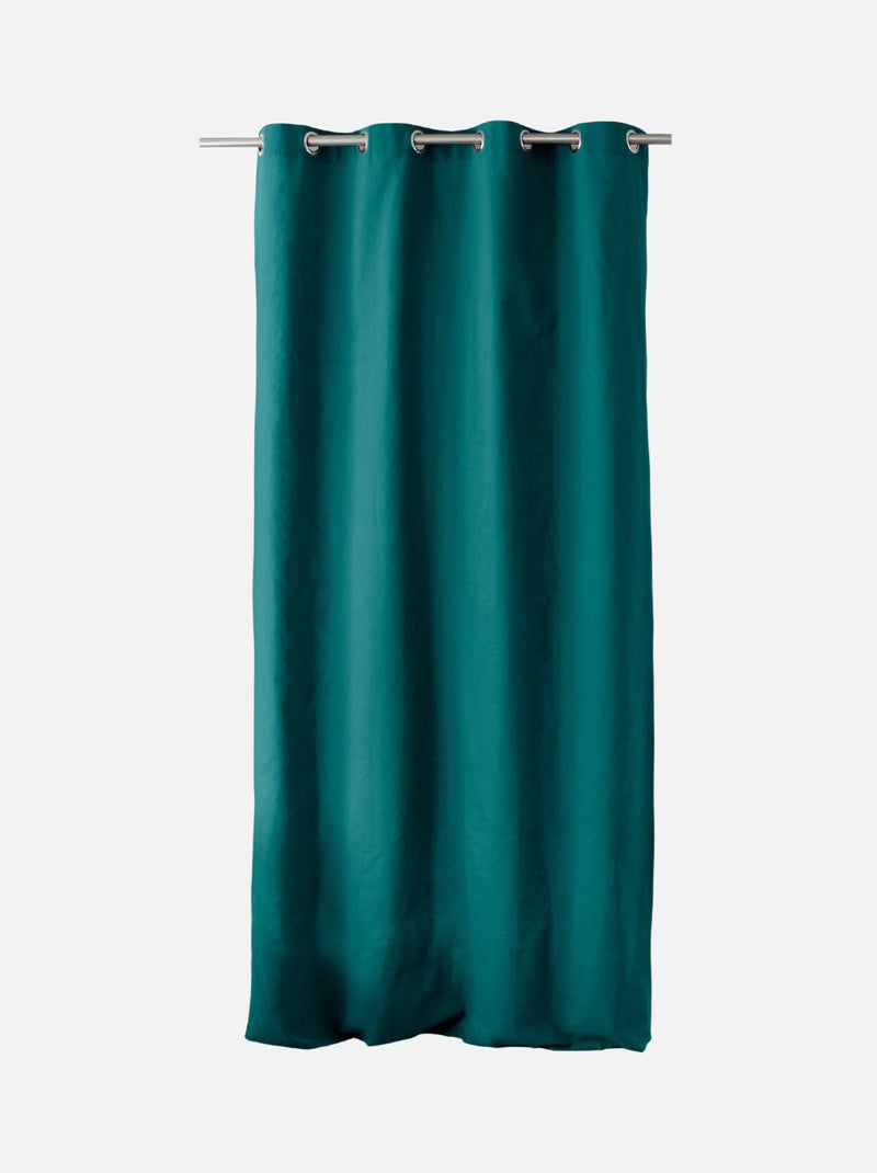 Rideau coloré en pur coton 8 œillets Vert émeraude - Kiabi