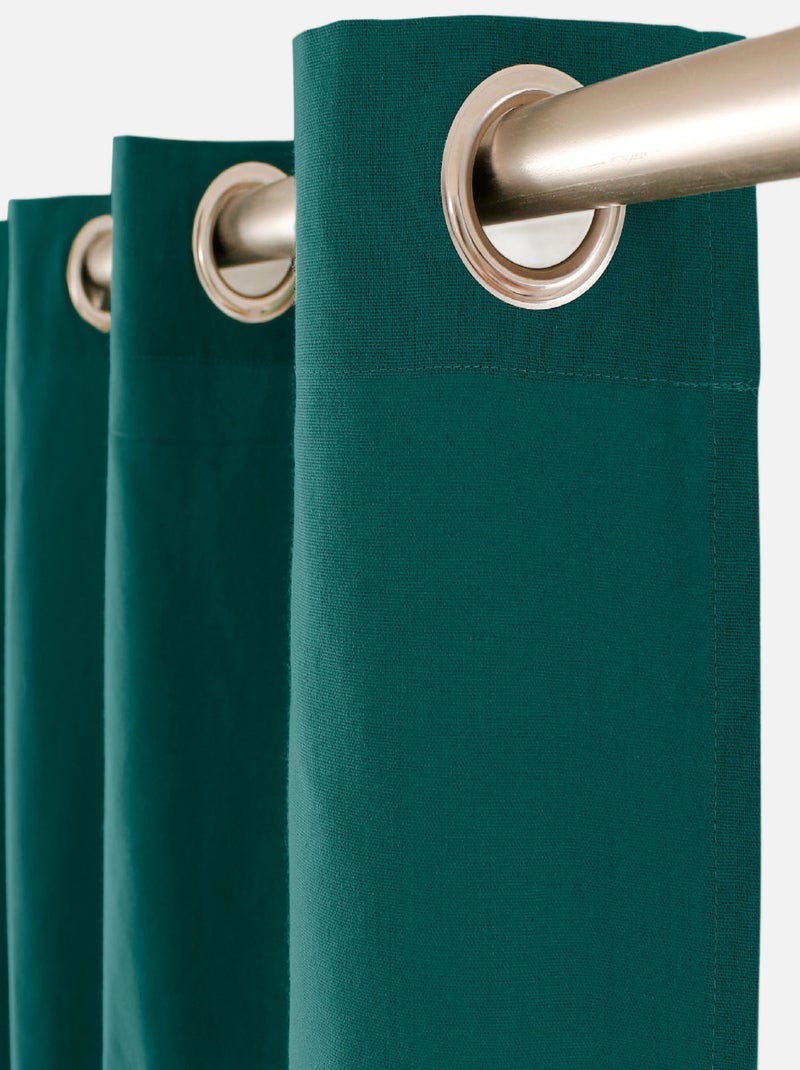 Rideau coloré en pur coton 8 œillets Vert émeraude - Kiabi