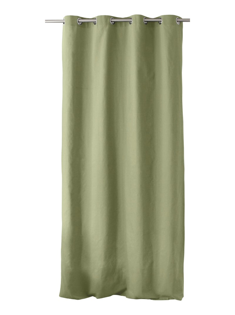 Rideau coloré en pur coton 8 œillets Vert olive - Kiabi
