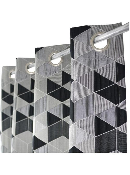 Rideau contemporain et vintage motif cube - Kiabi