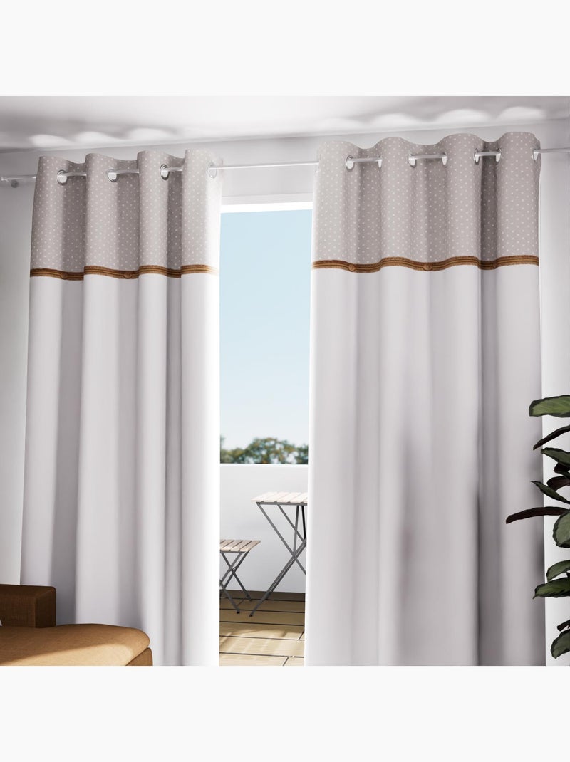 Rideau coton à oeillets 135x250 cm CANDICE, par Soleil d'Ocre Beige - Kiabi