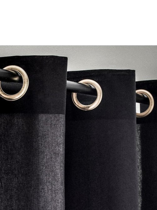 Rideau coton à oeillets imprimé GOLD IS BLACK - Kiabi