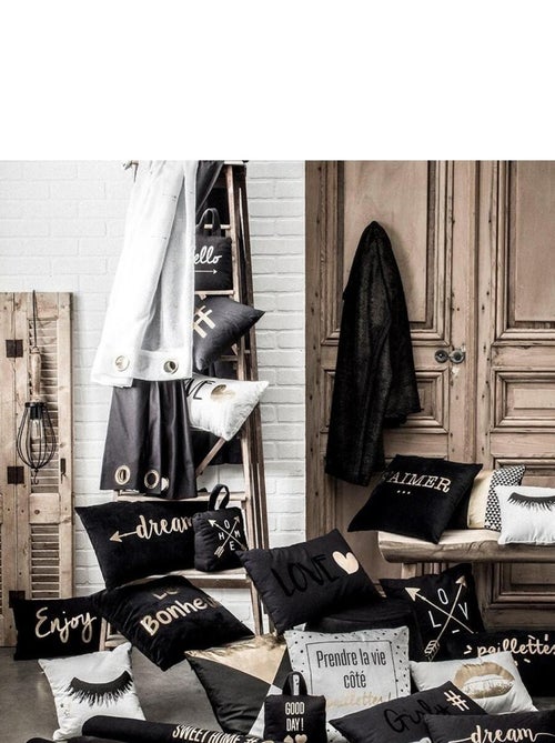 Rideau coton à oeillets imprimé GOLD IS BLACK - Kiabi