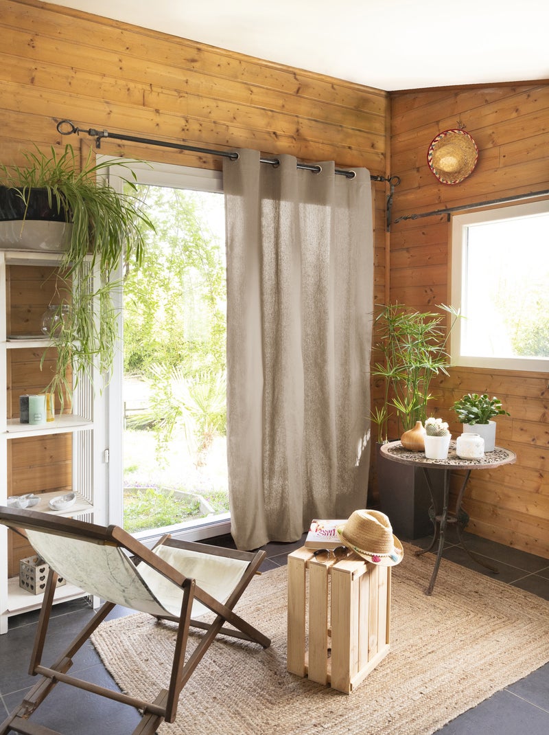Rideau coton Collection Kalas Beige foncé - Kiabi