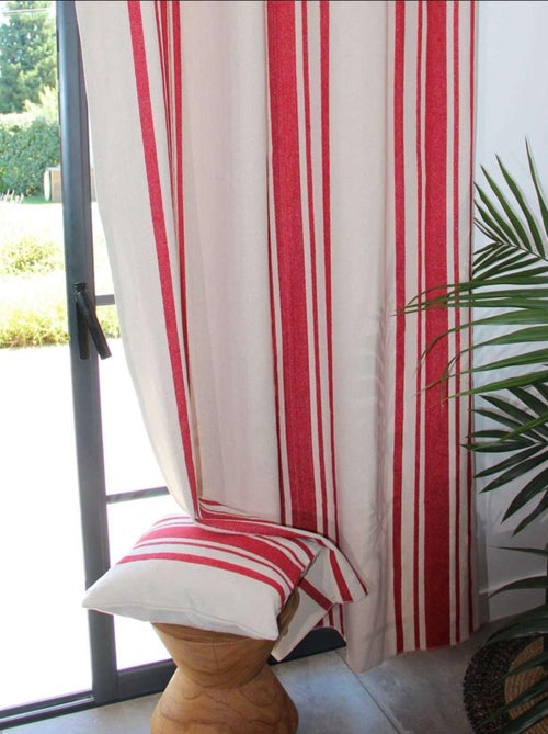 Rideau coton épais Rustique à oeillets - Kiabi