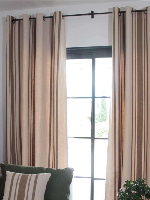 Rideau coton épais Rustique à oeillets - Kiabi