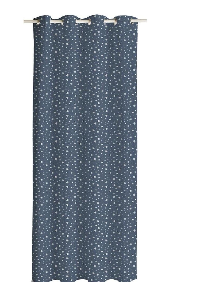 Rideau coton ETOILES Bleu gris - Kiabi