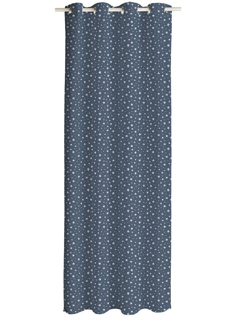 Rideau coton ETOILES Bleu gris - Kiabi