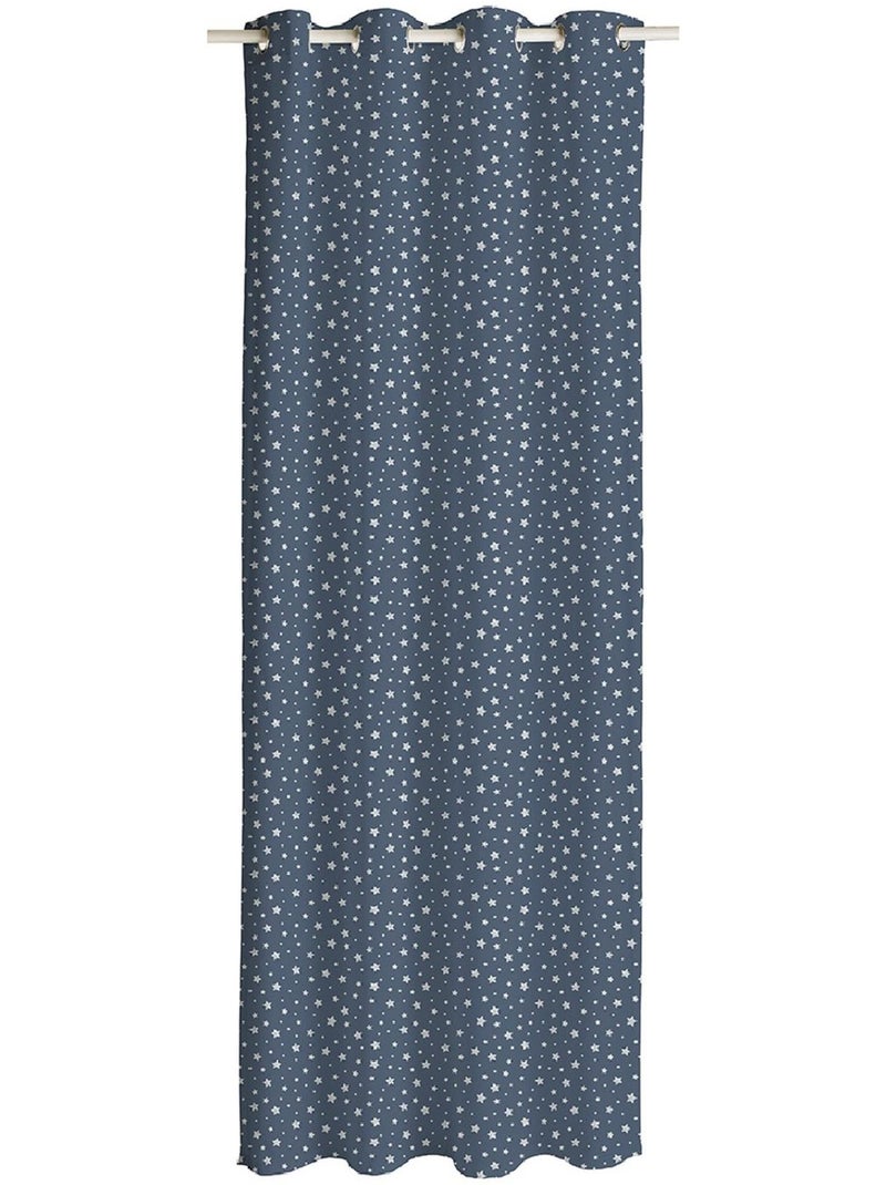 Rideau coton ETOILES Bleu gris - Kiabi