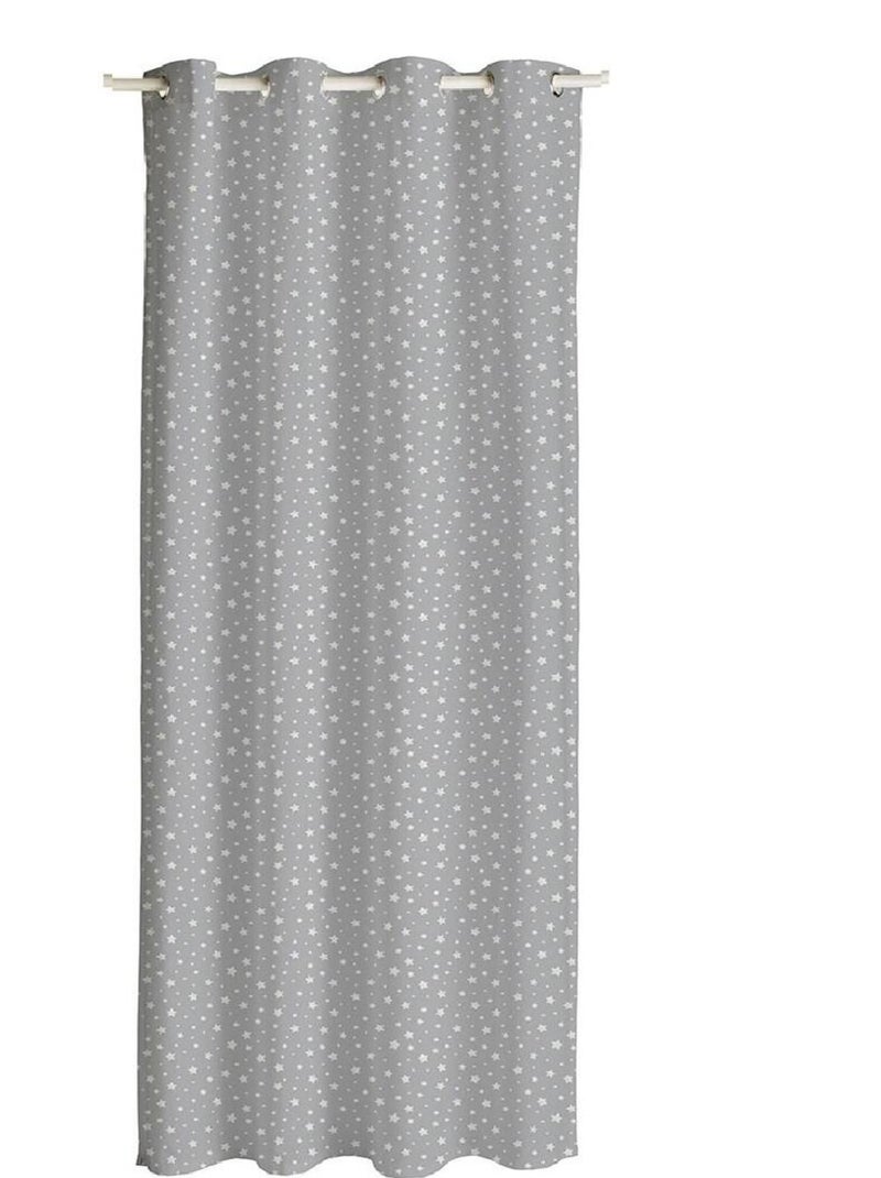 Rideau coton ETOILES Gris clair - Kiabi