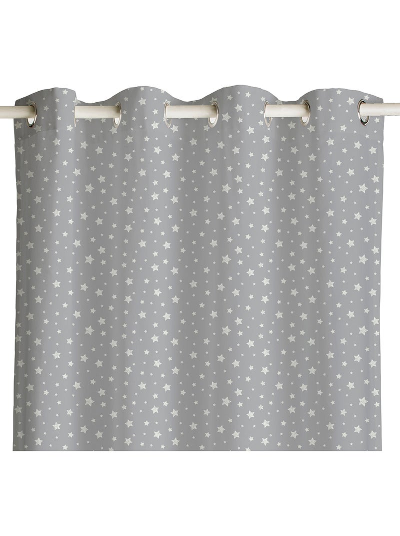 Rideau coton ETOILES Gris clair - Kiabi