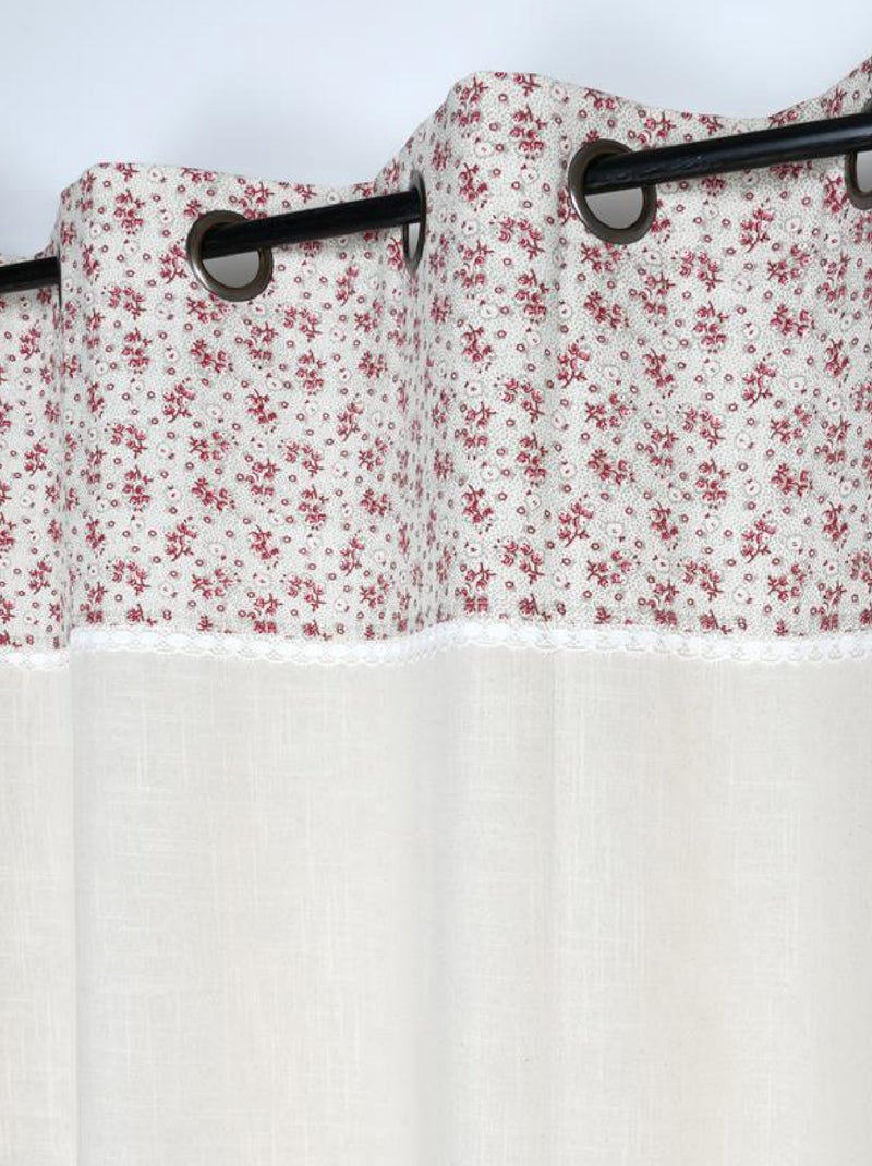 Rideau coton imprimé petites fleurs Rose - Kiabi
