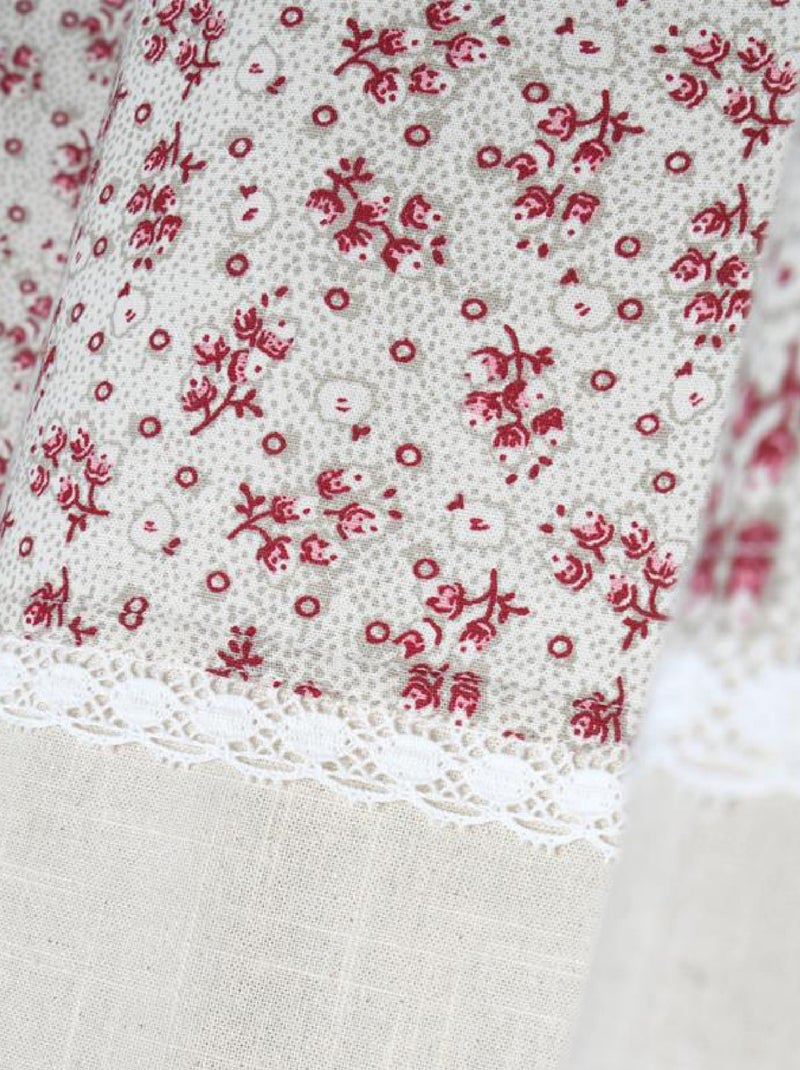Rideau coton imprimé petites fleurs Rose - Kiabi