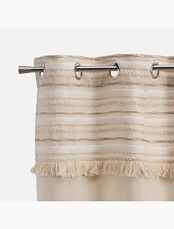 Rideau court à œillets en coton avec top tissé et franges