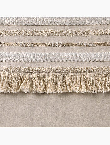 Rideau court à œillets en coton avec top tissé et franges