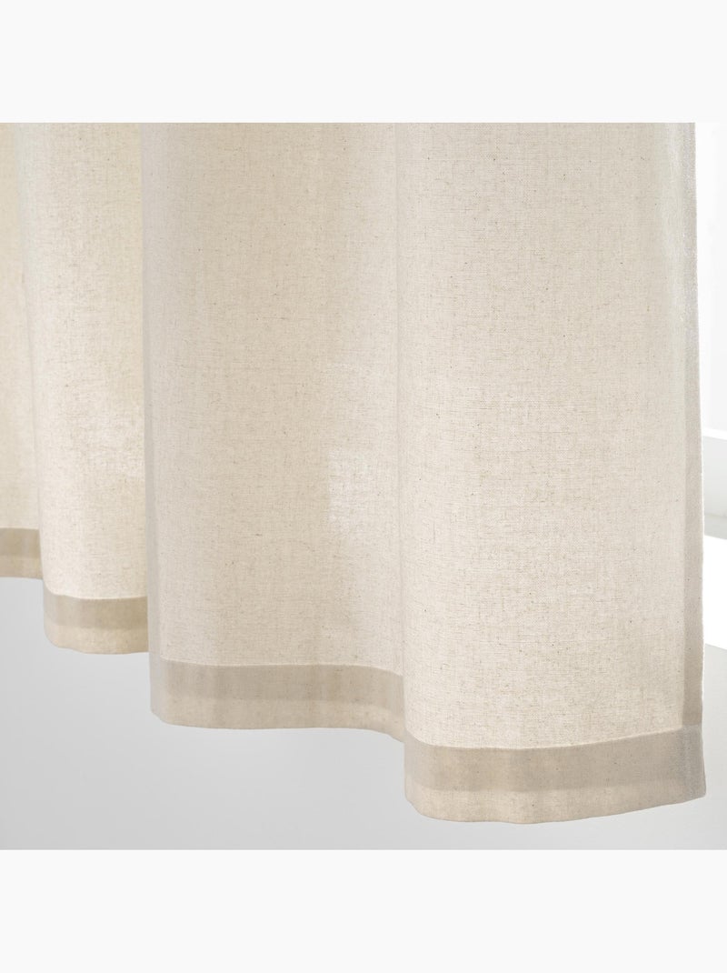 Rideau court à œillets en coton avec top tissé et franges Bois naturel - Kiabi