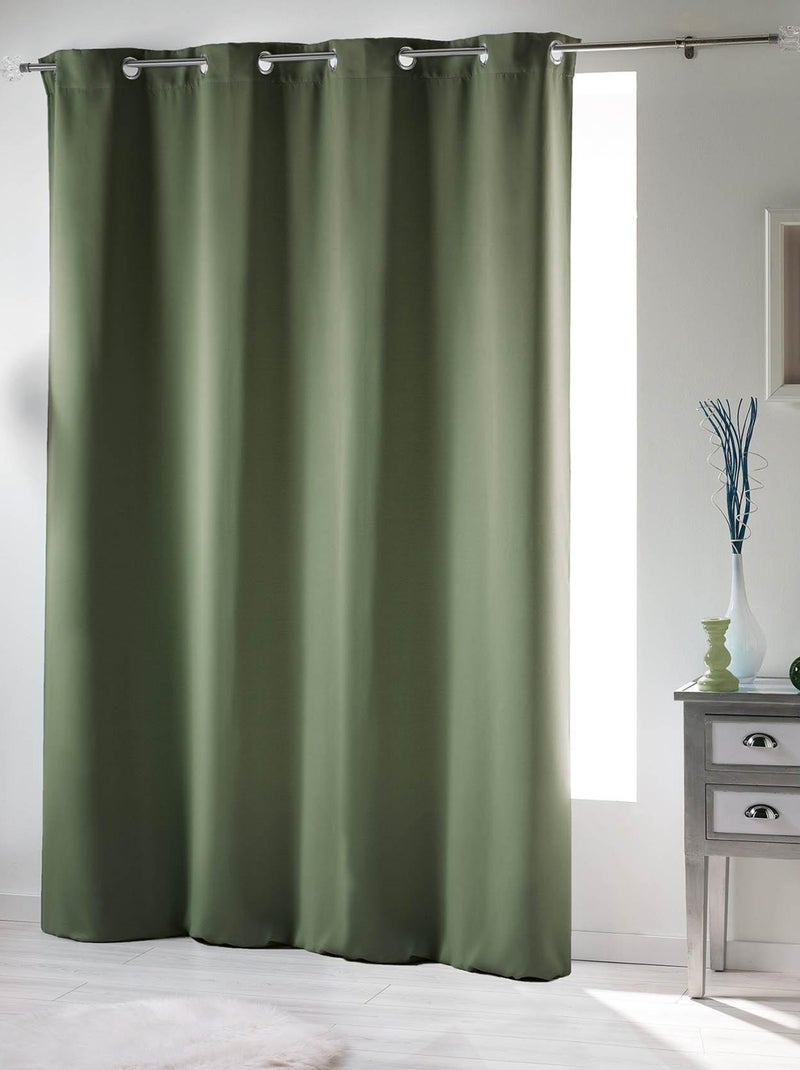 Rideau court obscurcissant 90 % adapté radiateur Kaki - Kiabi