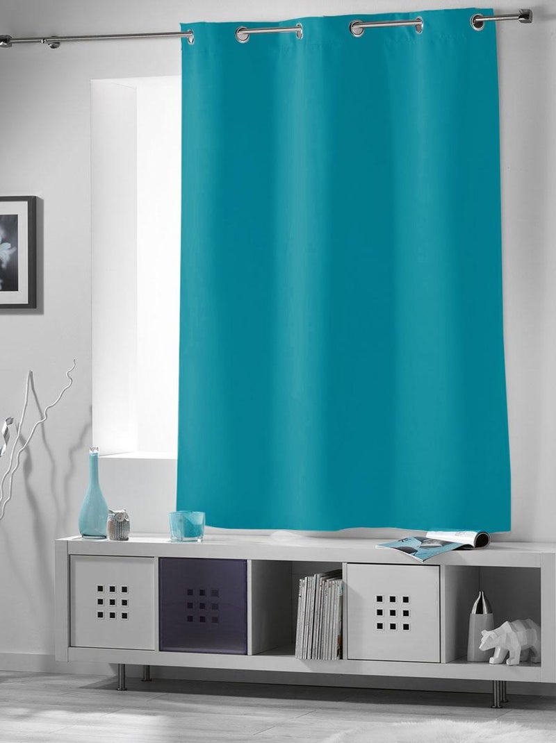 Rideau court occultant 90 % adapté radiateur Bleu turquoise - Kiabi