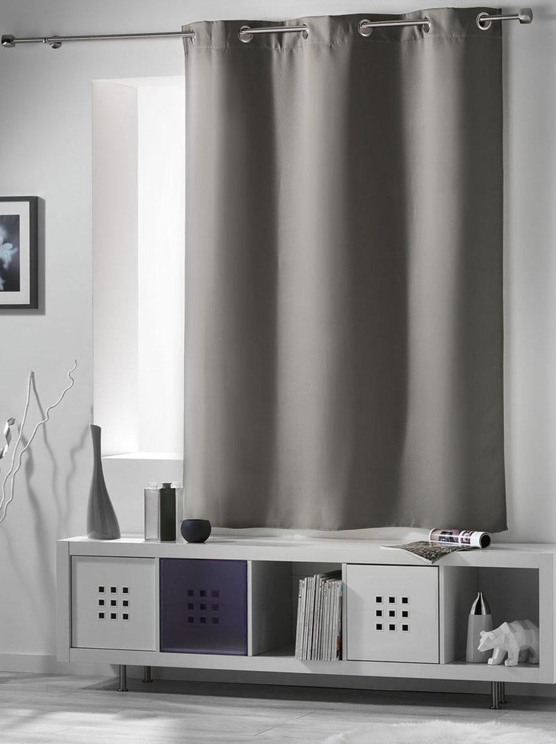 Rideau court occultant 90 % adapté radiateur Gris perle - Kiabi