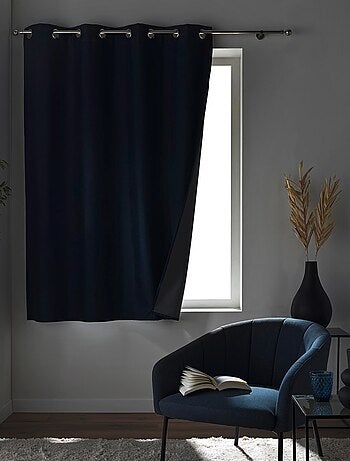 Rideau court occultant à œillets en chambray uni