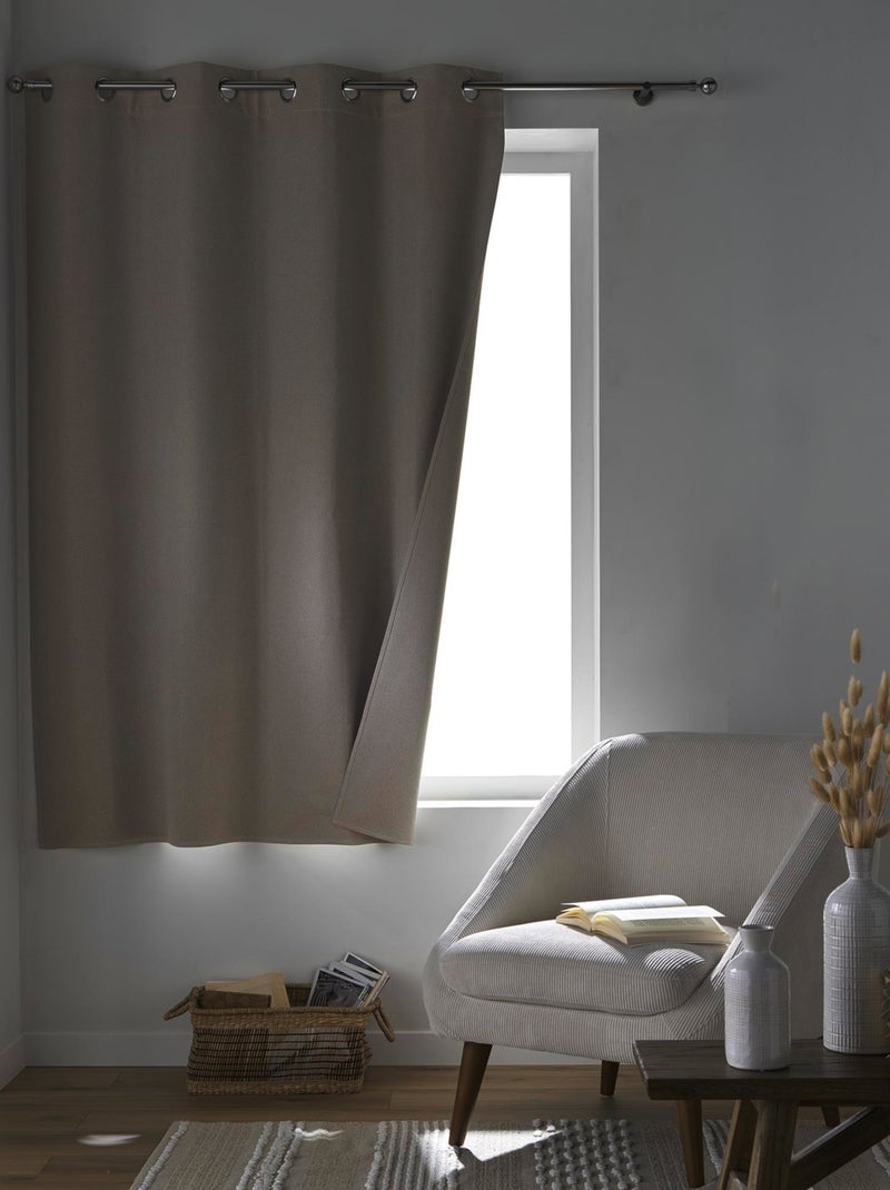 Rideau court occultant, isolant thermique et phonique en chambray Beige clair - Kiabi