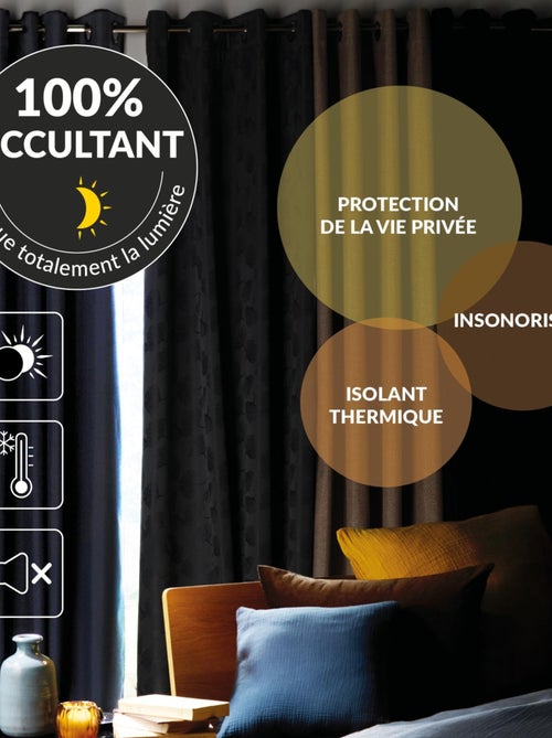 Rideau court occultant, isolant thermique et phonique en chambray - Kiabi