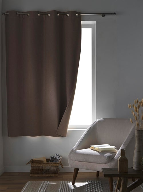 Rideau court occultant, isolant thermique et phonique en chambray - Kiabi