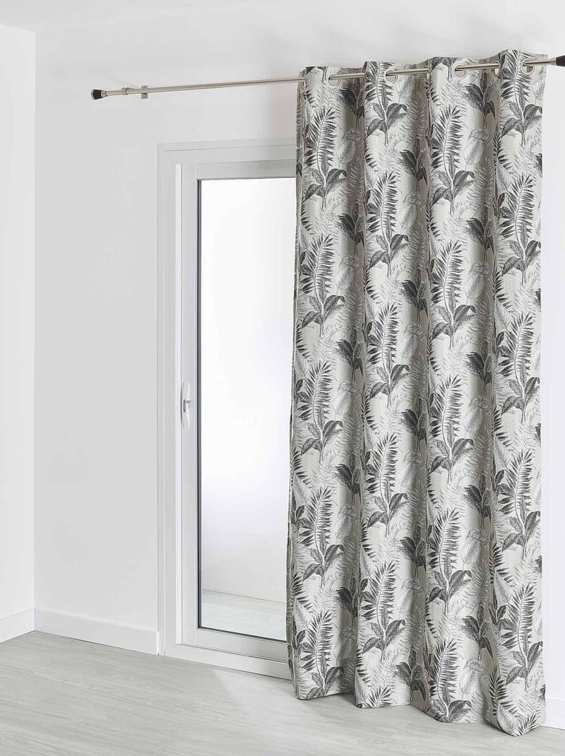 Rideau d'ameublement à jacquard fougères Beige - Kiabi