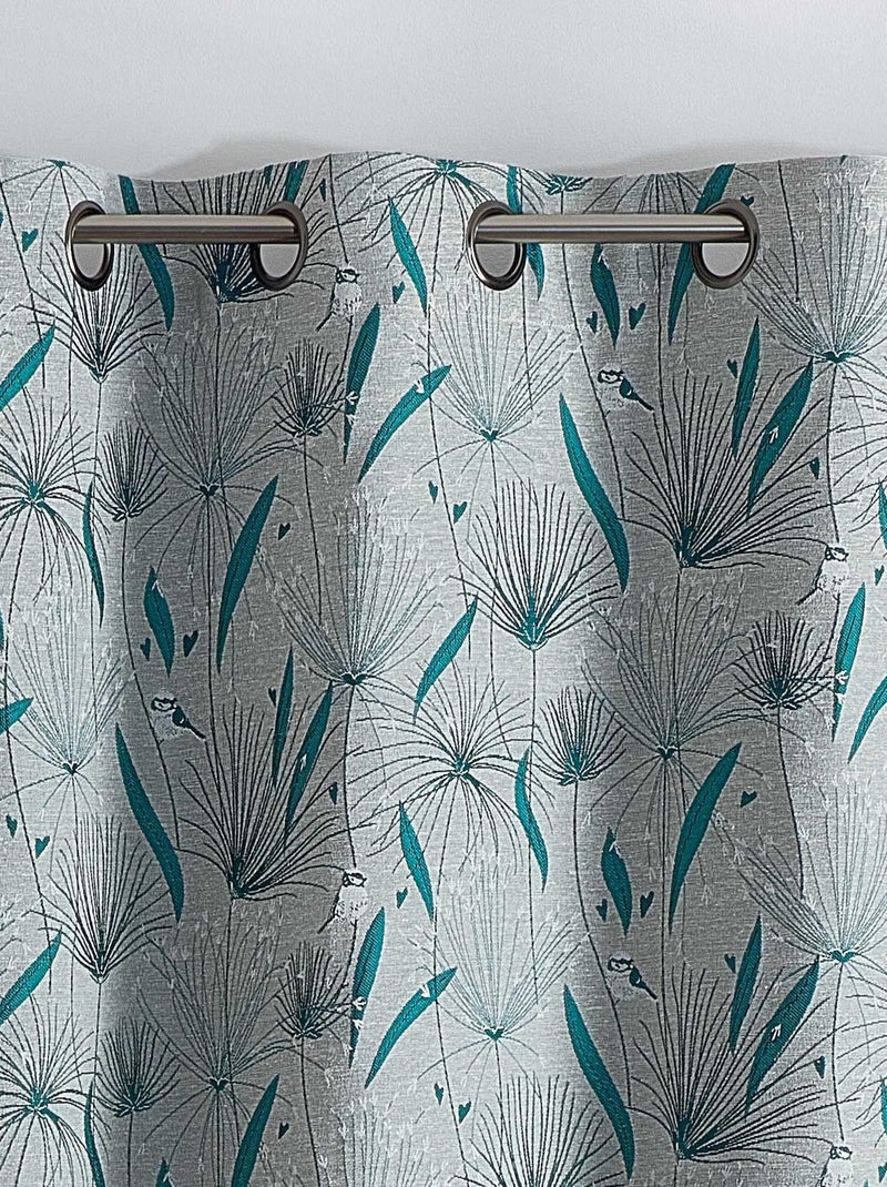 Rideau d'ameublement à jacquard papyrus Bleu canard - Kiabi