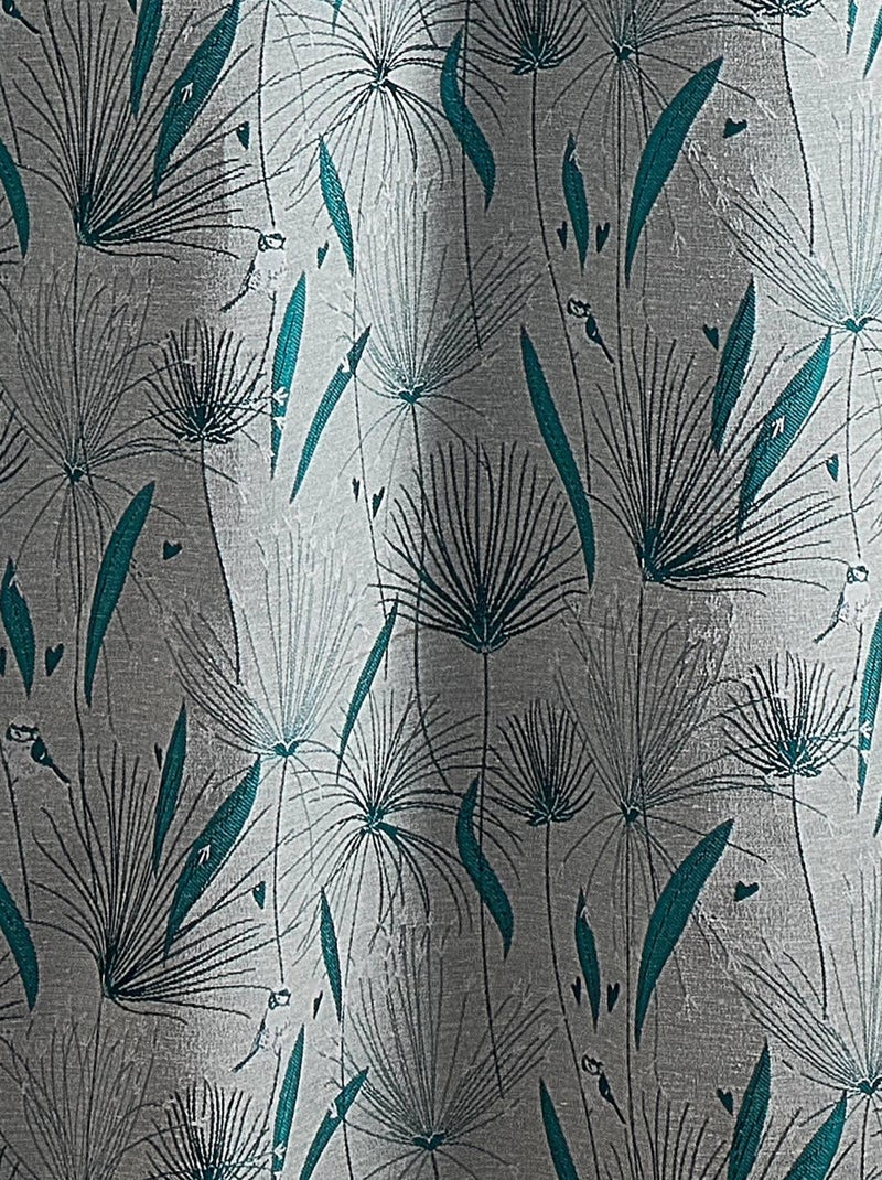 Rideau d'ameublement à jacquard papyrus Bleu canard - Kiabi